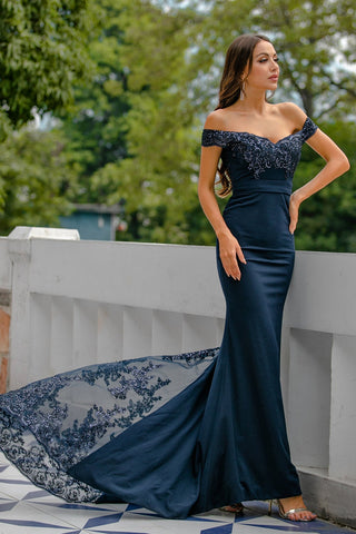 Off Shoulder Sequins Prom Party Dress