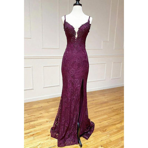 Robe de soirée sirène sexy et tendance, dos nu, avec des appliques et une fente latérale