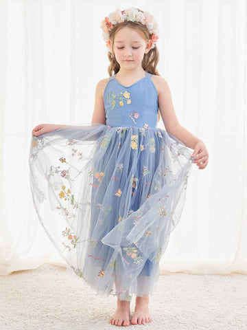 A-line Tulle Ankle-length Blue Dress (2003227598)