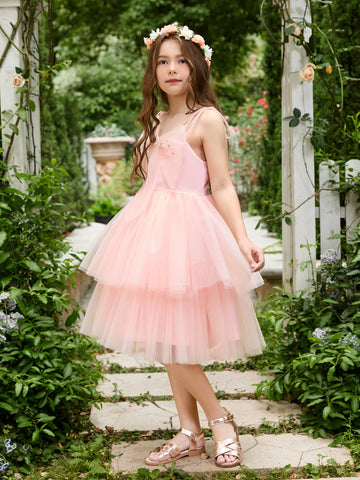 A-line Tulle Knee-length Pearl Pink Dress (2003224887)