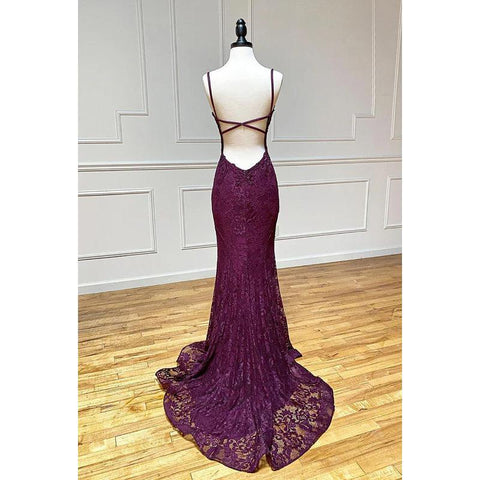 Robe de soirée sirène sexy et tendance, dos nu, avec des appliques et une fente latérale