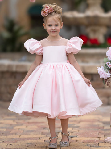 Ball-Gown/Princess Satin Knee-length Flower Girl Dress