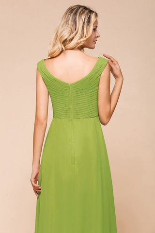 Cap Sleeve Aline Bridesmaid Dress Green Long  Simple Maid of Honor Dress