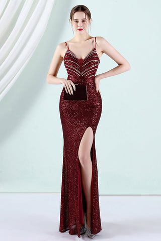 Sequins Sheath Prom Dress with Slit