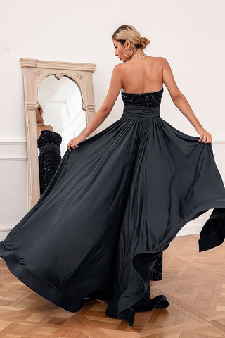 Royal Sequins Strapless Prom Dress