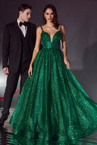 Long Layered Glittered Ball Gown