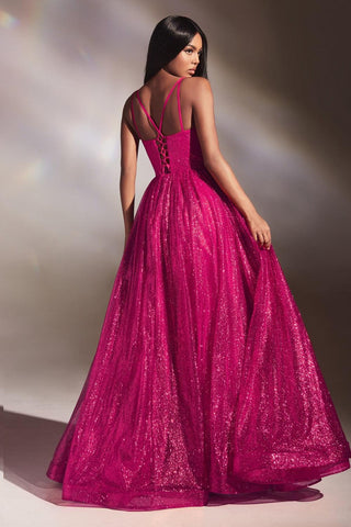 Long Layered Glittered Ball Gown