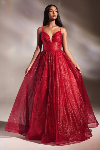 Long Layered Glittered Ball Gown