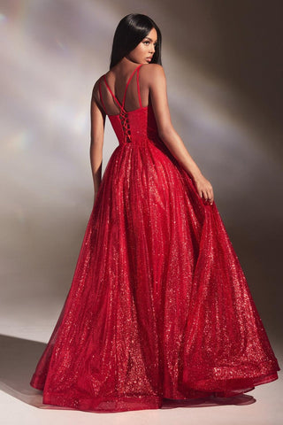 Long Layered Glittered Ball Gown