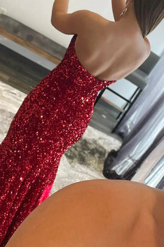 Mermaid Royal Sequin Strapless Prom Dress