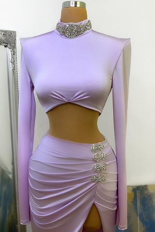 Chic High Split Prom Dress Mermaid High Neck On Sale Long Sleeve