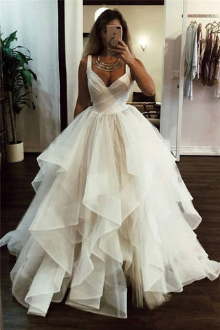 Chic Long Ball Gown Sweetheart Tulle Formal Wedding Dresses
