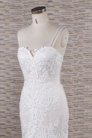 Chic Spaghetti Strap Appliques Mermaid Elegant Wedding Dresses