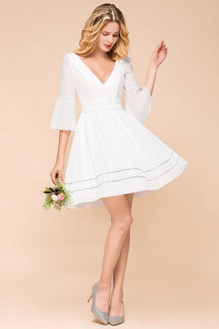 Chiffon Knee Length Simple Daily Casual Dress Beach Bridesmaid Dress