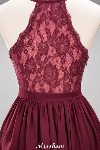 Chiffon Lace A-line Bridesmaid Dresses | V-Neck Sleeveless Floor Length Maid of the Honor Dresses