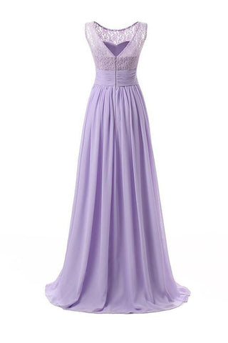 Chiffon Long Prom Dress Scoop Bridesmaid Dress Lace  PG 204