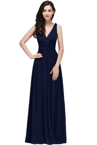 Chiffon V-Neck Floor-length A-line Evening Dresses
