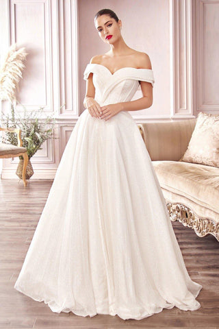 Glitter Long Plus Size Wedding Dress