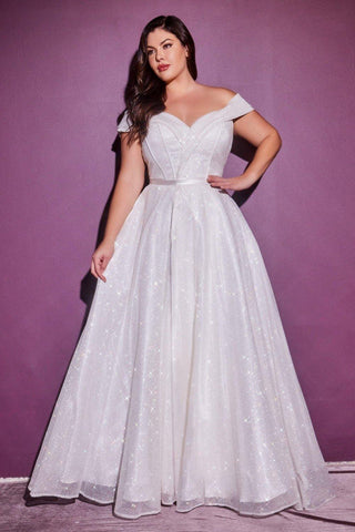 Glitter Long Plus Size Wedding Dress