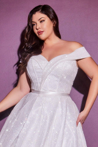 Glitter Long Plus Size Wedding Dress