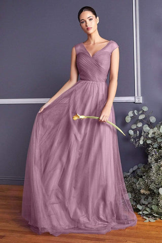 Sleeveless Pleated Top A-Line Gown