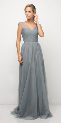 Sleeveless Pleated Top A-Line Gown