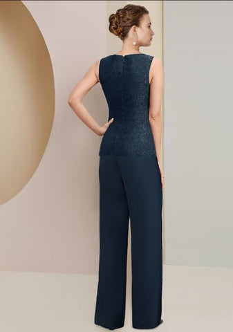 Classic jewel 3/4 length sleeves two pieces Chiffon mother dress