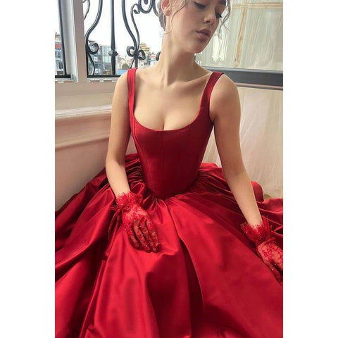 Vestido formal de fiesta de graduación clásico y atemporal con tirantes redondos y corte A