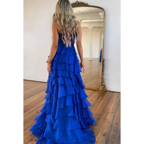 Vestido formal de fiesta de graduación con escote en A, fruncido, sin mangas y con escote en forma de corazón, de alta costura y ornamentado