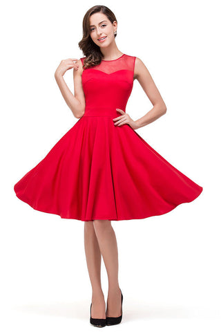Crew Knee-length A-line Red Bridesmaid Dresses