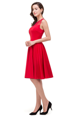 Crew Knee-length A-line Red Bridesmaid Dresses