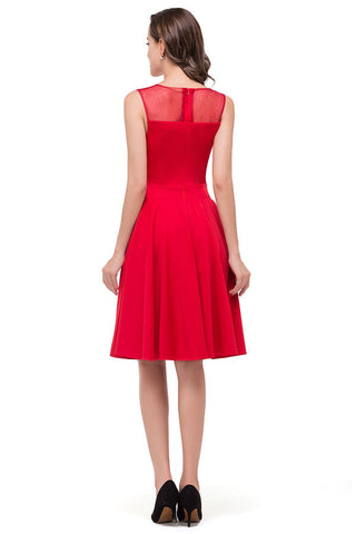 Crew Knee-length A-line Red Bridesmaid Dresses