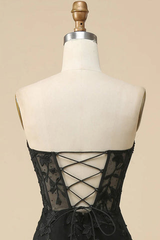 Corset Sweetheart Long Lace Prom Dress with Slit