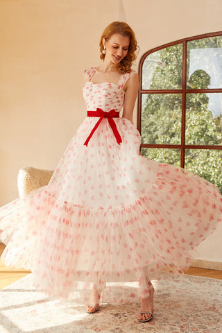 Princess A Line Sweetheart Long Prom Dress with Bowknot
