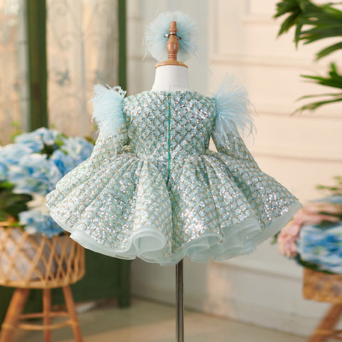 Sequins Tulle Knee-length Baby Girl Dress