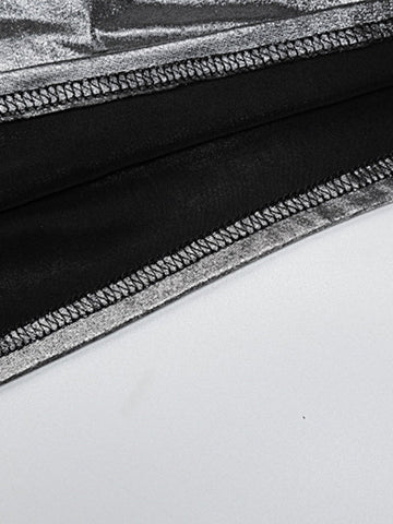 Skinny Asymmetric Shiny Solid Color Split-Joint One-Shoulder Evening Dresses Mini Dresses