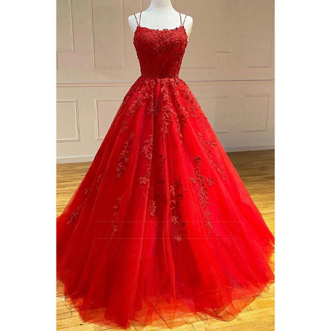 Robe de bal longue trapèze unique à bretelles croisées et décolleté plongeant en tulle bleu ciel