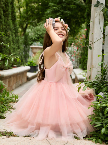 A-line Tulle Knee-length Pearl Pink Dress (2003224887)