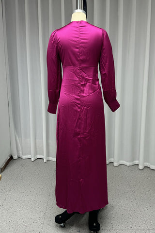 Vestidos de noche sexys de color liso con abertura y escote en V fruncido. 