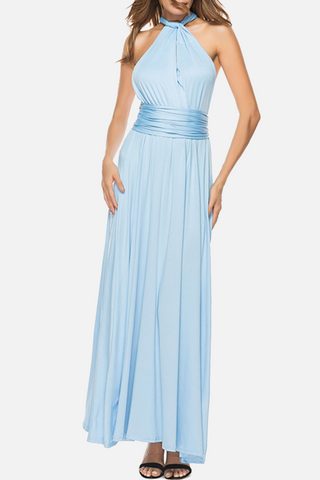 Elegante vestido de noche liso con espalda descubierta y tirantes (20 colores)