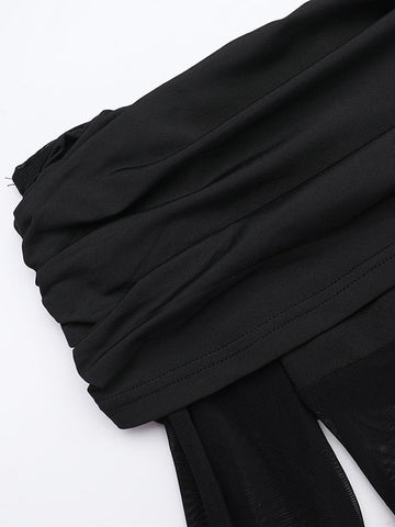 Long Sleeves Skinny Pleated See-Through Solid Color Split-Joint Off-The-Shoulder Evening Dresses Maxi Dresses