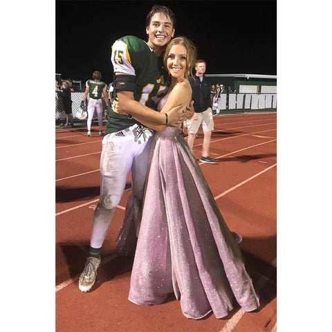 Robe de bal trapèze à bretelles spaghetti et col en V, robe scintillante