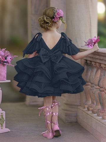 Ball-Gown/Princess Tulle Knee-length Birthday Flower Girl Dress