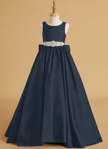 Ball-Gown/Princess Satin Sweep Train Flower Girl Dress
