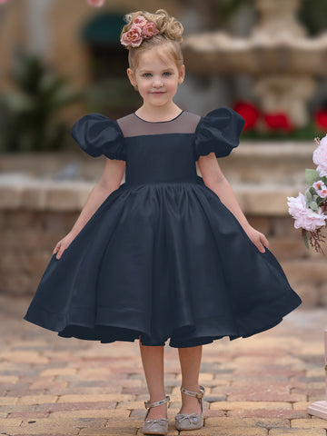 Ball-Gown/Princess Satin Knee-length Flower Girl Dress