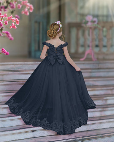 Ball-Gown/Princess Lace Sweep Train Pink Birthday Dress