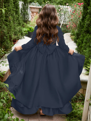 A-line Satin Asymmetrical Flower Girl Dress