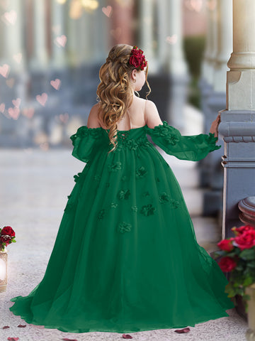 3D Flower Princess Ball Gown Flower Girl Dresses