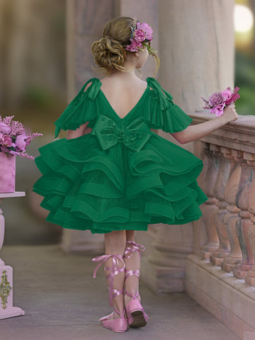 Ball-Gown/Princess Tulle Knee-length Birthday Flower Girl Dress