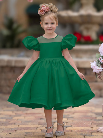 Ball-Gown/Princess Satin Knee-length Flower Girl Dress